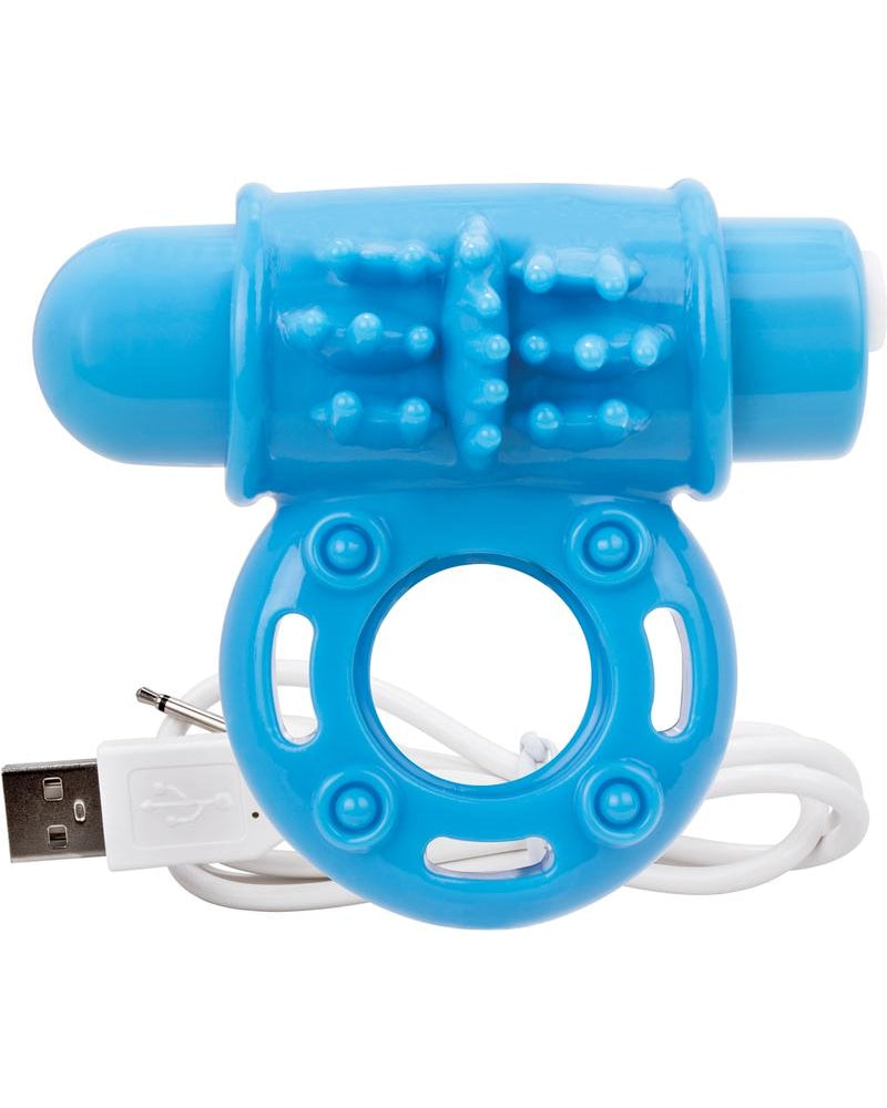 Anillo vibrador recargable resistente al agua Charged OWow de color azul
