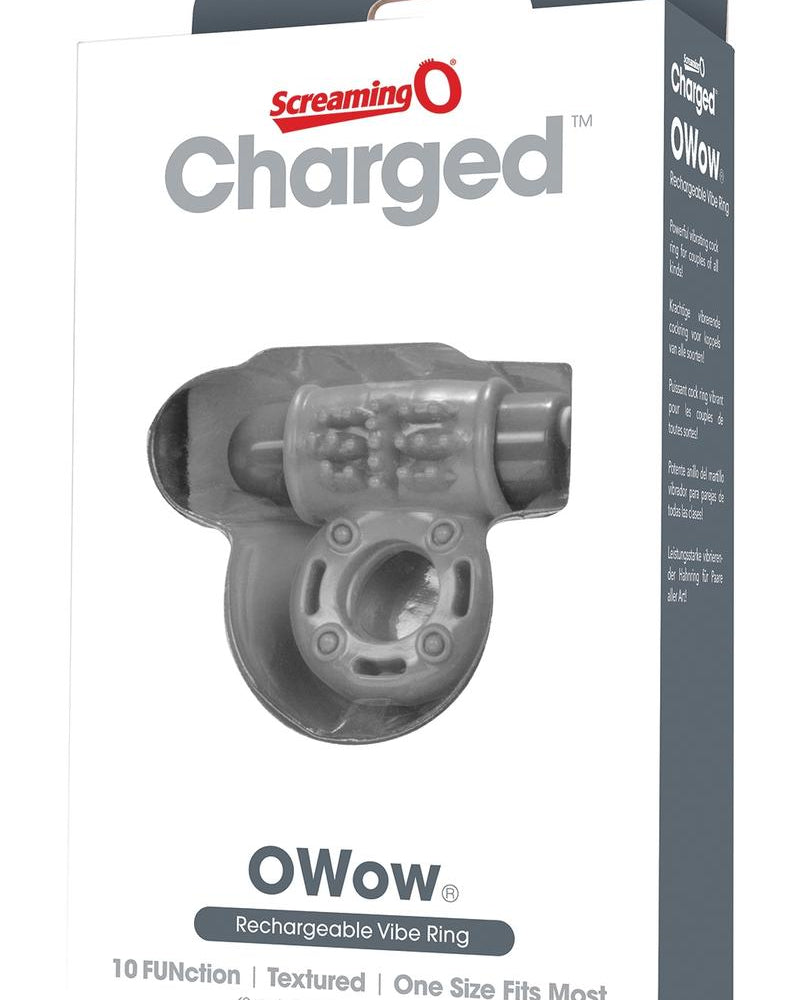Charged OWow Rechargeable Vibe Ring Waterproof Grey