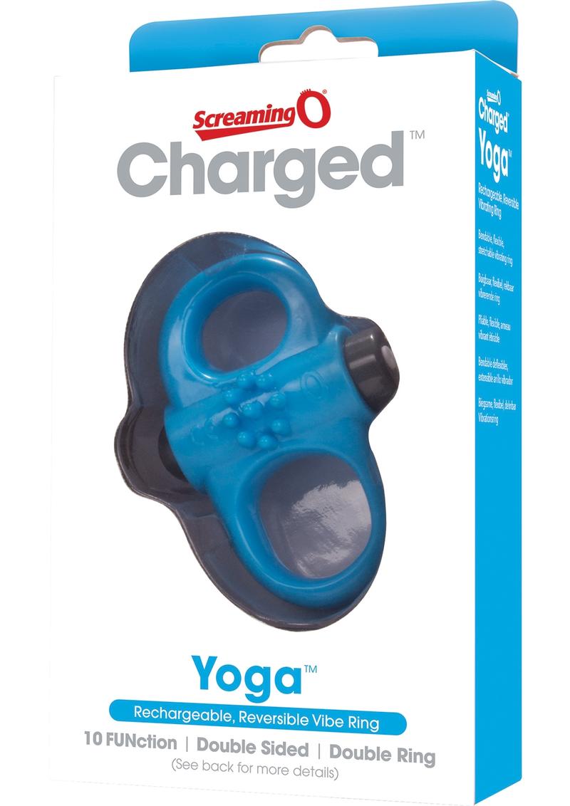 Anillo para el pene de silicona recargable resistente al agua Charged Yoga de color azul