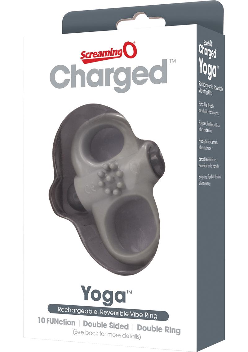 Charged Yoga Rechargeable Silicone Waterproof Cock Ring Grey