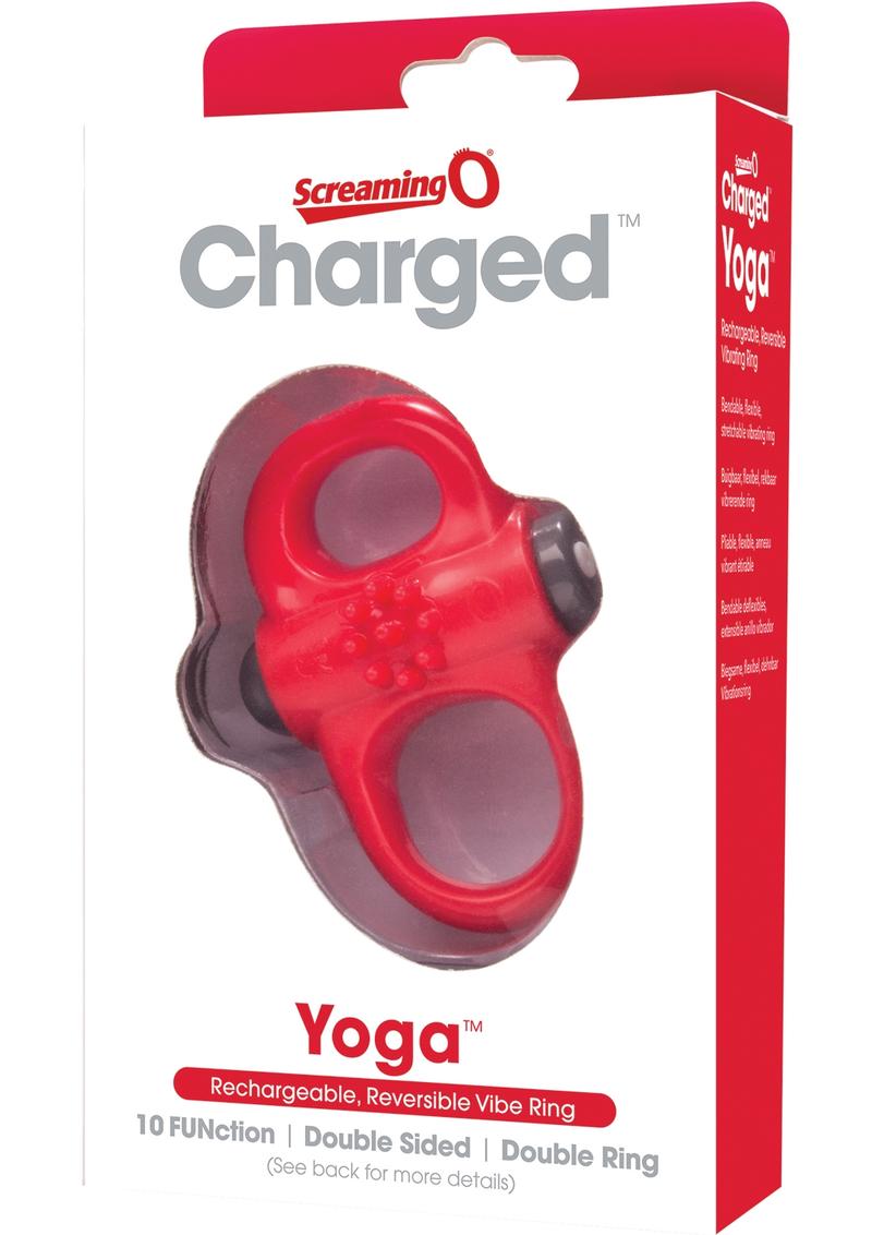 Charged Yoga Rechargeable Silicone Waterproof Cock Ring Red