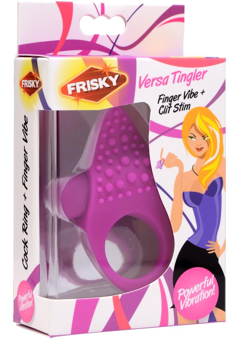 Vibrador de dedo y estimulador de clítoris Frisky Versa Tingler de silicona color morado