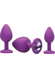 Frisky Purple Pleasure Silicone Anal Plugs With Gems 3 Each Per Set