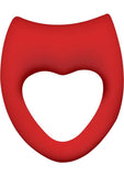Anillo vibrador de silicona para el pene Frisky Heart On, color rojo