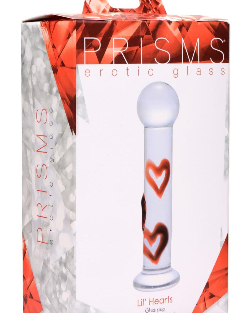 Prisms Lil Hearts Glass Plug With Raised Heart Texture Clear/Red