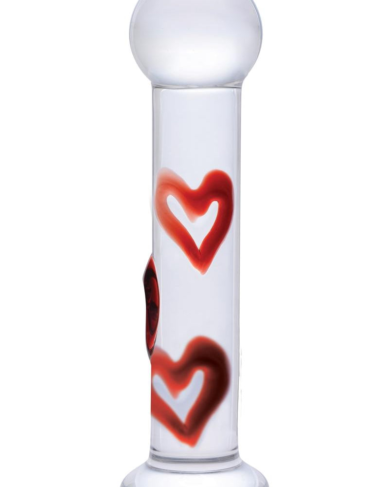 Prisms Lil Hearts Glass Plug With Raised Heart Texture Clear/Red