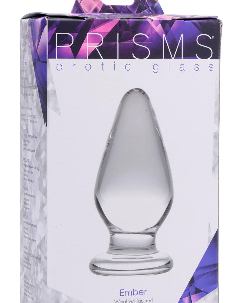 Prisms Erotic Glass Ember Weighted Tapered Anal Plug Clear