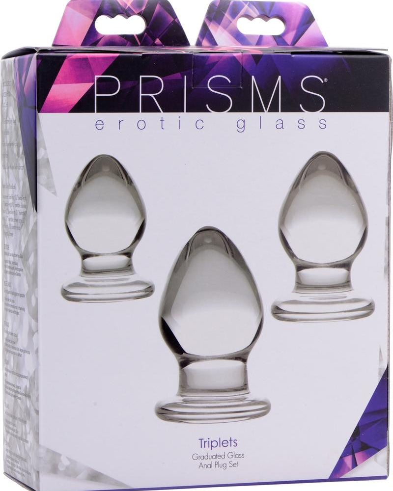 Prisms Erotic Glass Triplets Graduated Glass Anal Plug Set Clear