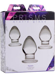 Juego de tapones anales de cristal graduados con tripletes de cristal eróticos Prisms, transparentes