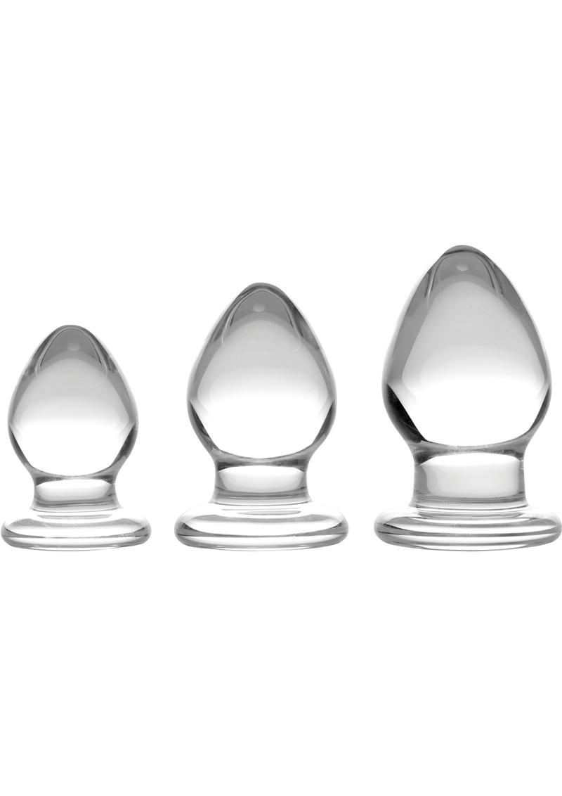 Juego de tapones anales de cristal graduados con tripletes de cristal eróticos Prisms, transparentes