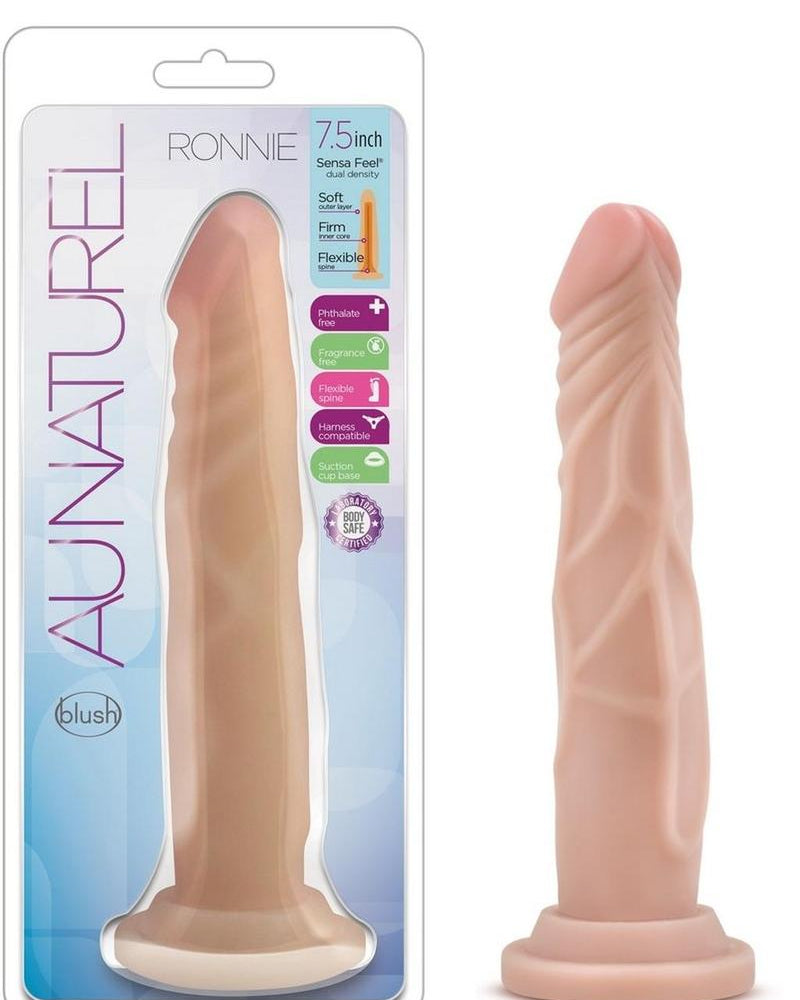 Consolador realista Au Naturel Ronnie Beige de 7,5 pulgadas sin vibración
