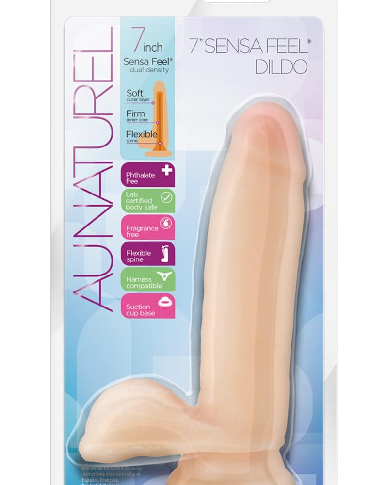 Consolador realista Au Naturel Sensa Feel con bolas beige de 7 pulgadas