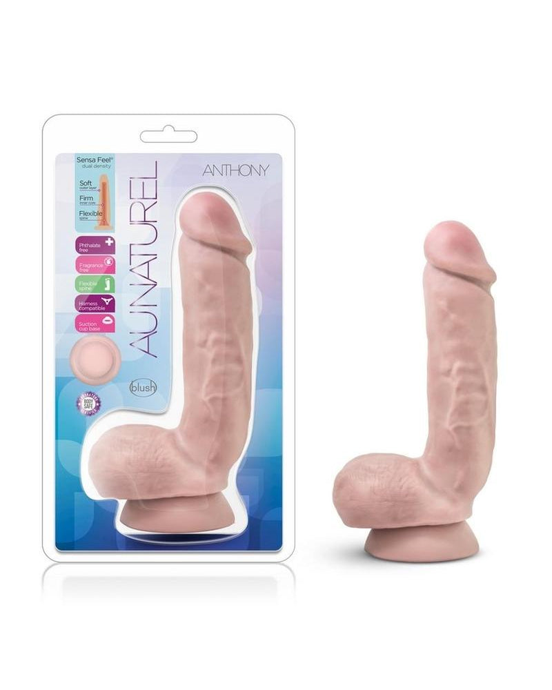 Consolador realista de doble densidad Au Naturel Anthony Beige de 8,5 pulgadas