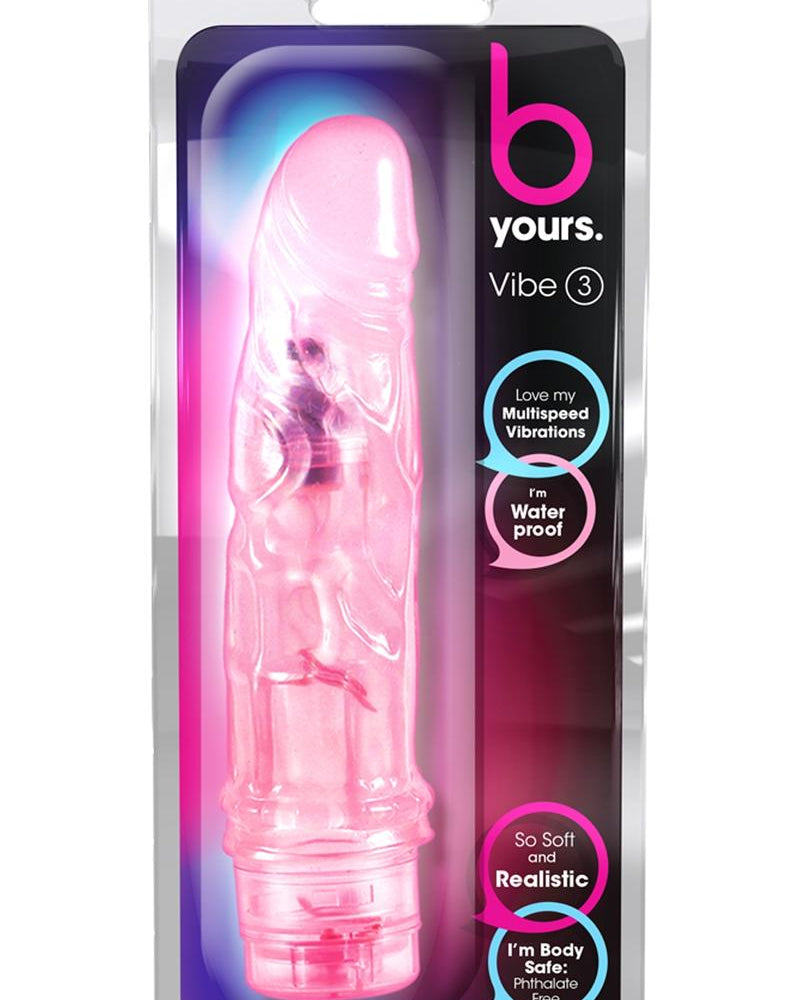 B Yours Vibe 03 Realistic Jelly Vibrator Waterproof Pink 7.25 Inch