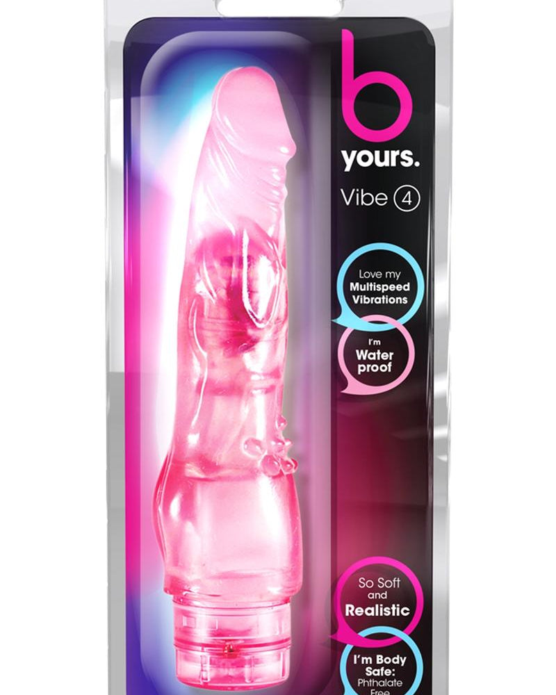 B Yours Vibe 04 Realistic Jelly Vibrator Waterproof Pink 8 Inch
