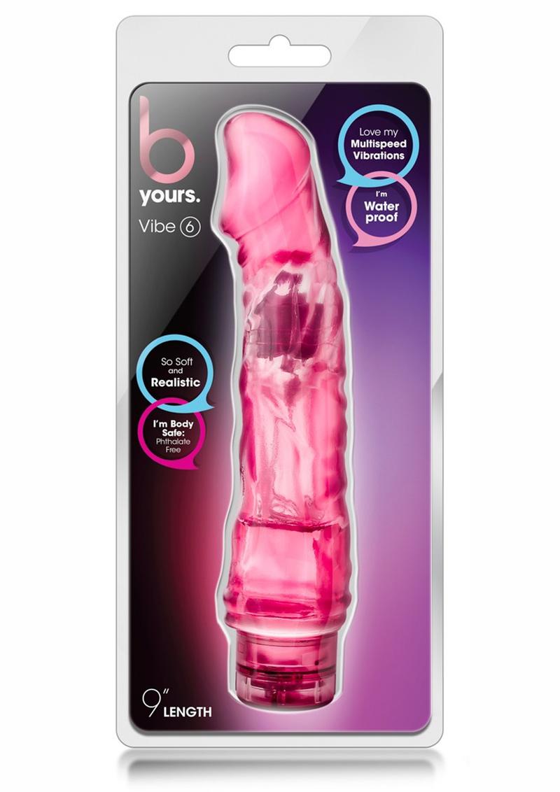 B Yours Vibe 06 Realistic Jelly Vibrator Waterproof Pink 9 Inch