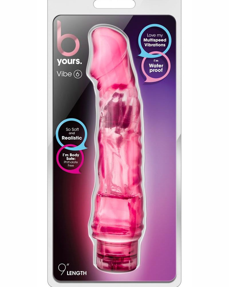 B Yours Vibe 06 Realistic Jelly Vibrator Waterproof Pink 9 Inch