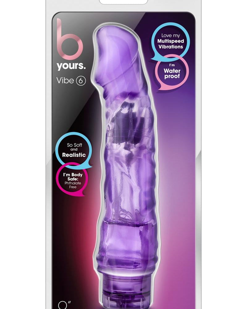 B Yours Vibe 06 Realistic Vibrator Jelly Waterproof Purple 9 Inch