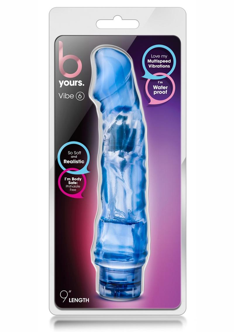 B Yours Vibe 06 Realistic Vibrating Jelly Dong Waterproof Blue 9 Inch