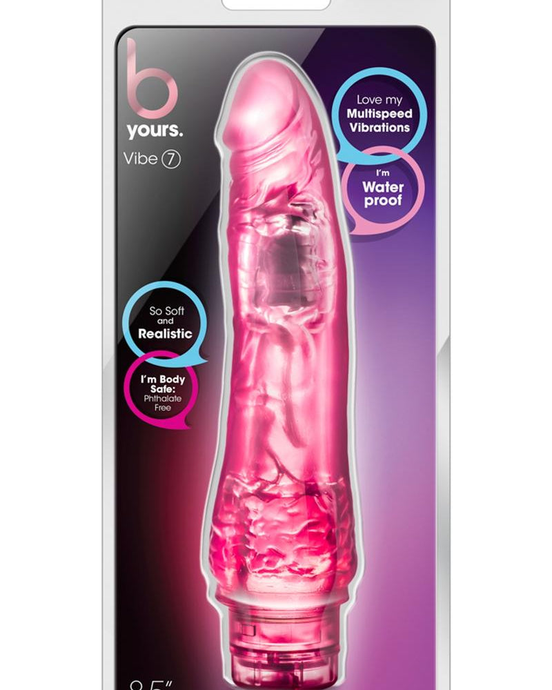 B Yours Vibe 07 Realistic Jelly Vibrator Waterproof Pink 8.5 Inch