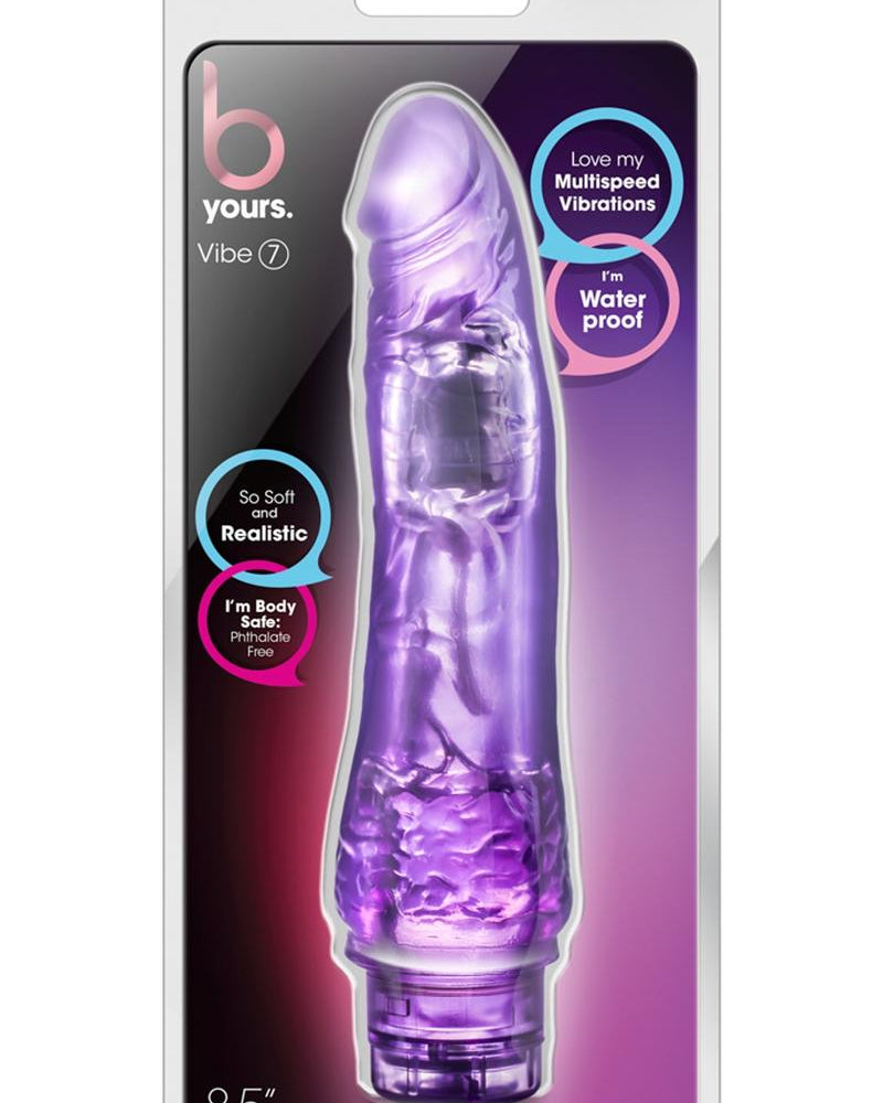 B Yours Vibe 07 Realistic Jelly Vibrator Waterproof Purple 8.5 Inch