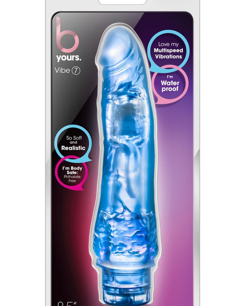 B Yours Vibe 07 Realistic Vibrator Jelly Waterproof Blue 8.5 Inch
