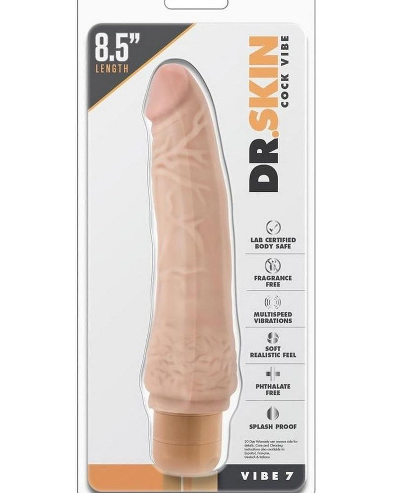 Dr. Skin Cock Vibe 07 Realistic Vibrator Showerproof Beige 8.5 Inch