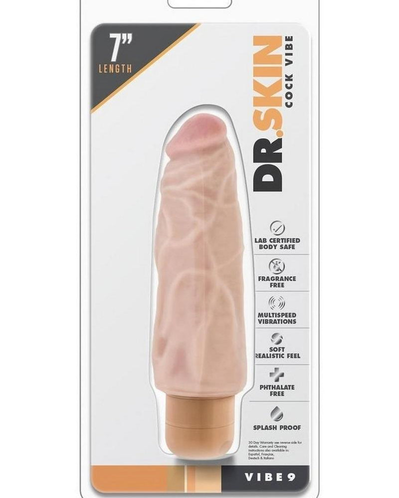 Vibrador realista Dr. Skin Cock Vibe 09 resistente al agua, natural, 7 pulgadas