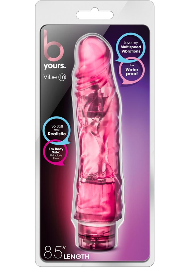Vibrador realista de gelatina B Yours Vibe 10, resistente al agua, color rosa, 8,5 pulgadas
