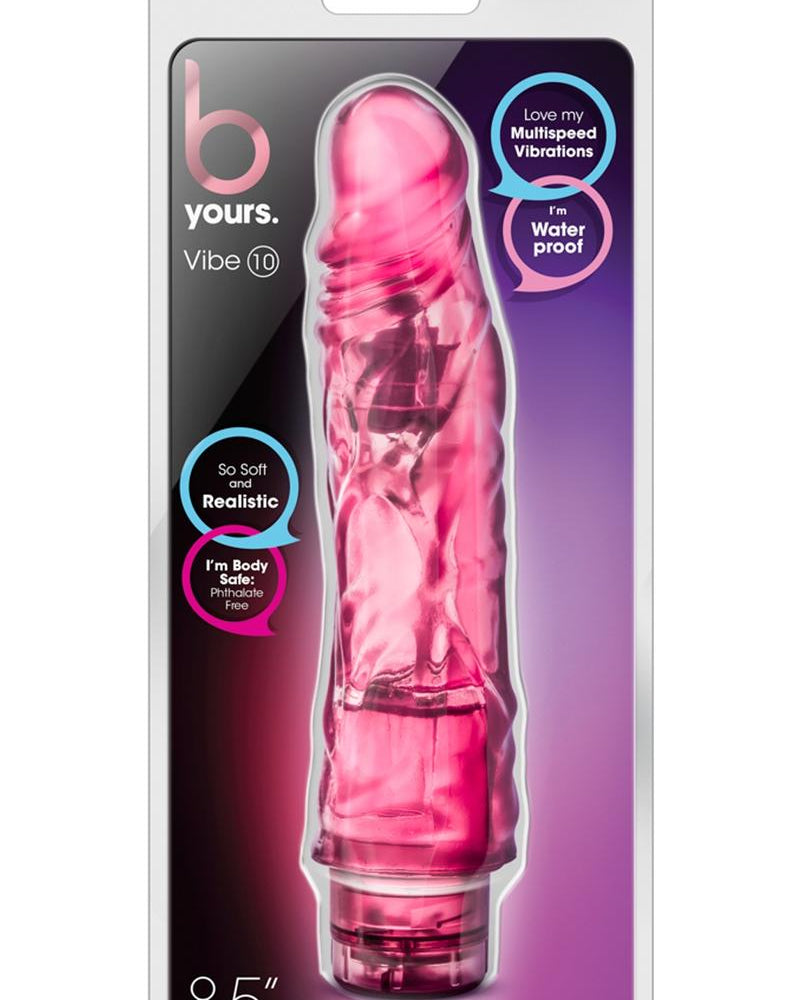 B Yours Vibe 10 Realistic Jelly Vibrator Waterproof Pink 8.5 Inch