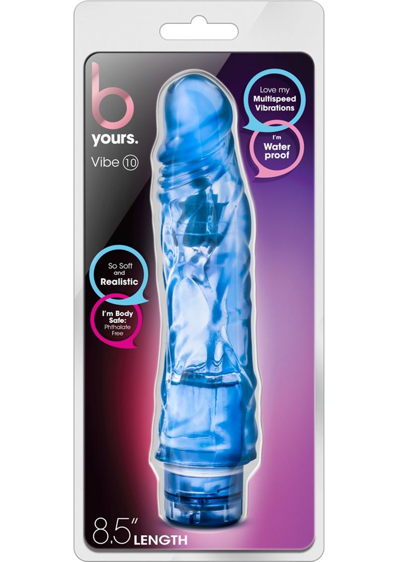 B Yours Vibe 10 Realistic Jelly Vibrator Waterproof Blue 8.5 Inch