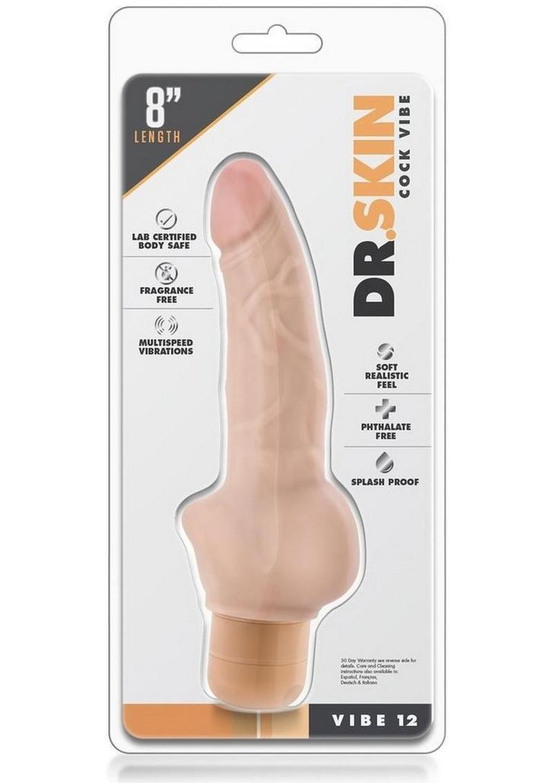 Dr. Skin Cock Vibe 12 Realistic Vibrator Showerproof Beige 8 Inch