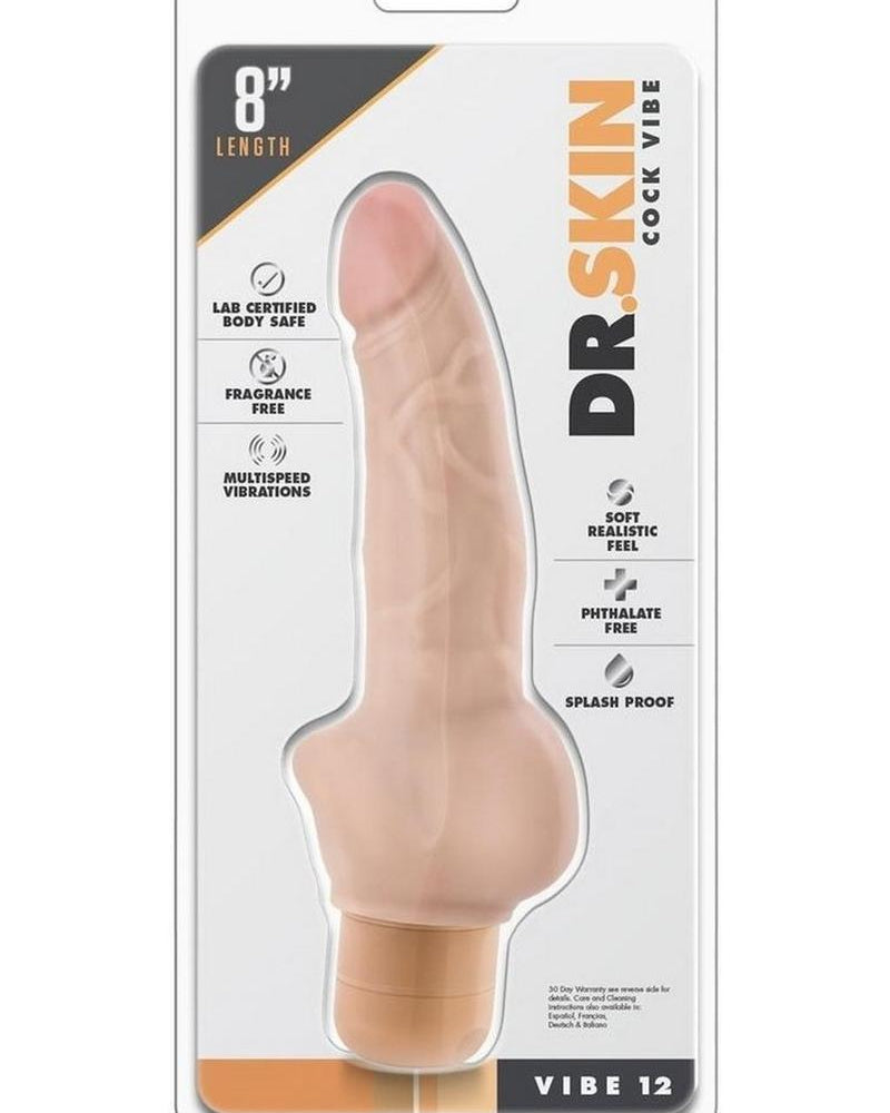Dr. Skin Cock Vibe 12 Realistic Vibrator Showerproof Beige 8 Inch