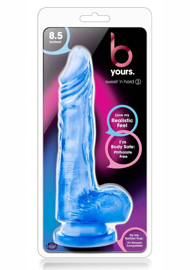 B Yours Sweet N Hard 03 Realistic Dong With Balls Blue 8.5 Inch