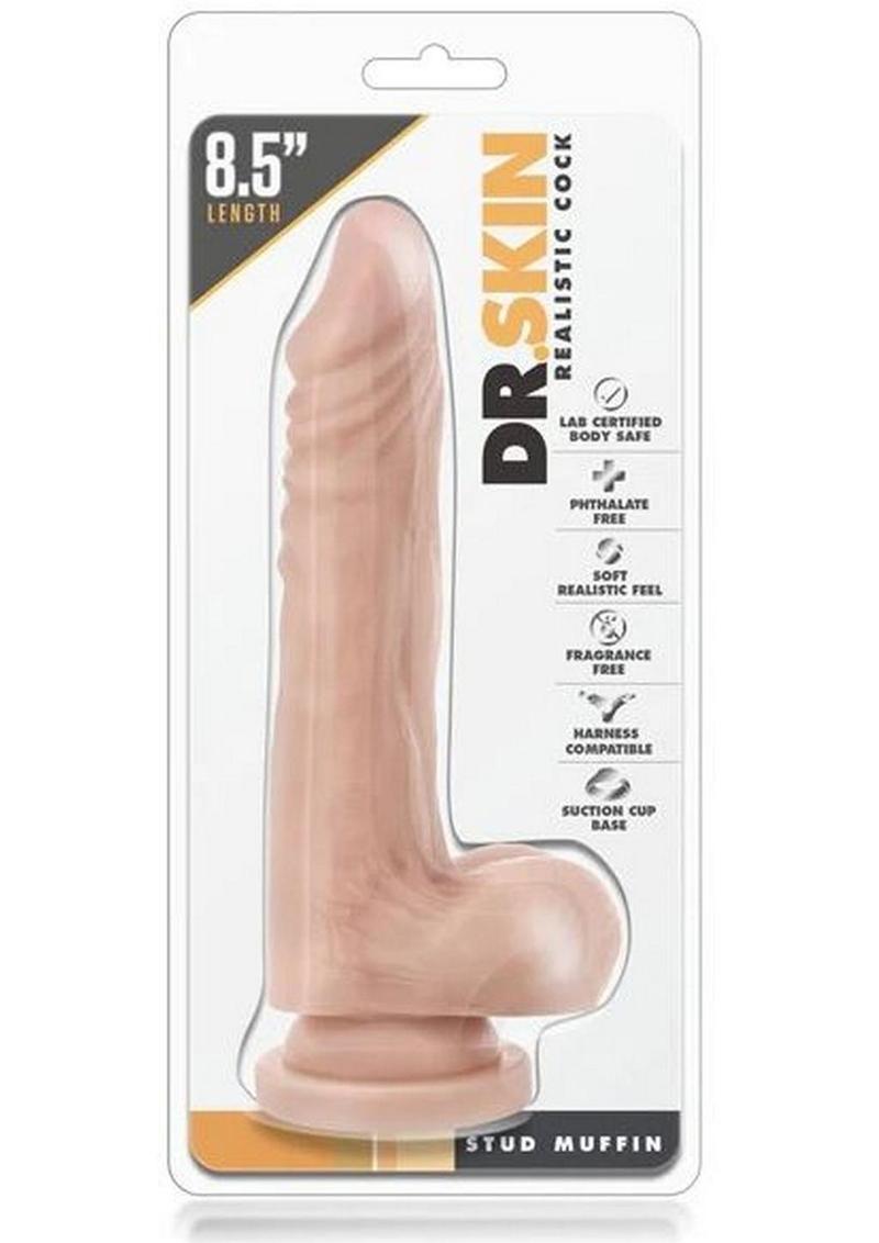 Pene realista Dr. Skin Stud Muffin beige de 8,5 pulgadas