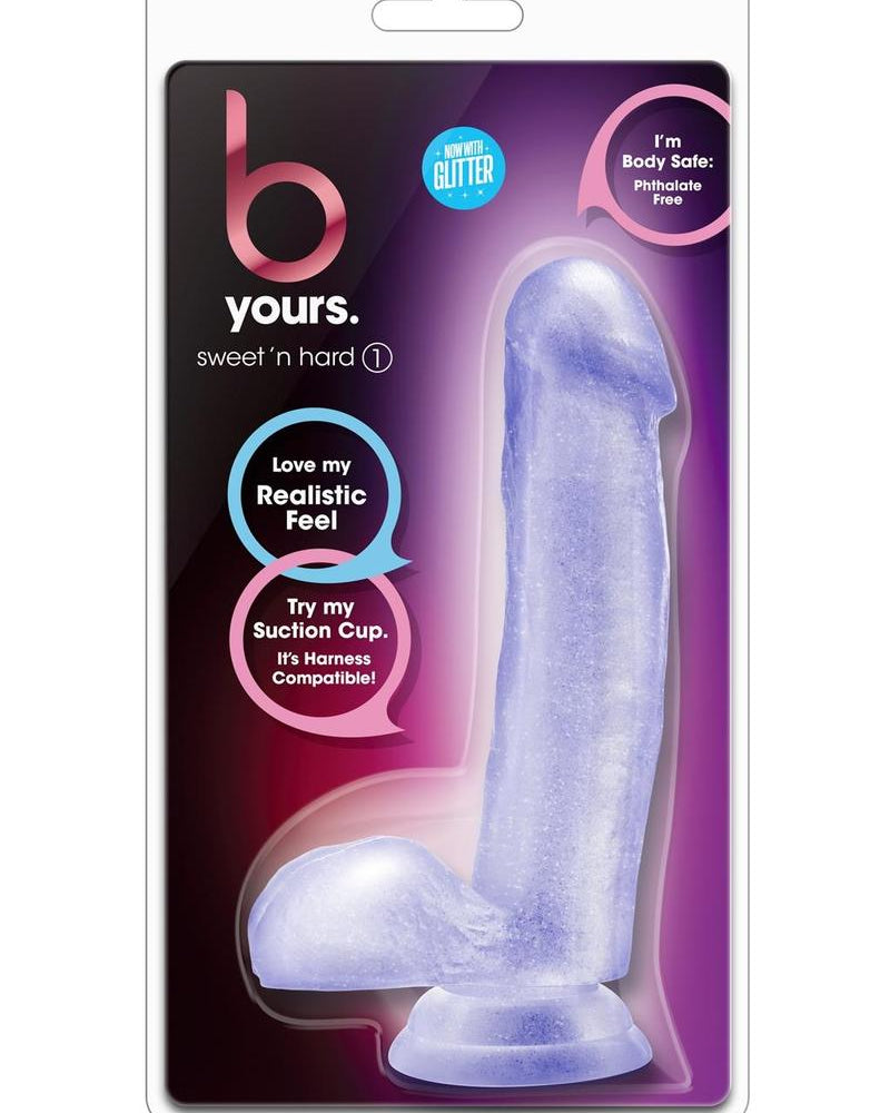 B Yours Sweet N Hard 01 Pene realista con bolas transparente de 7 pulgadas
