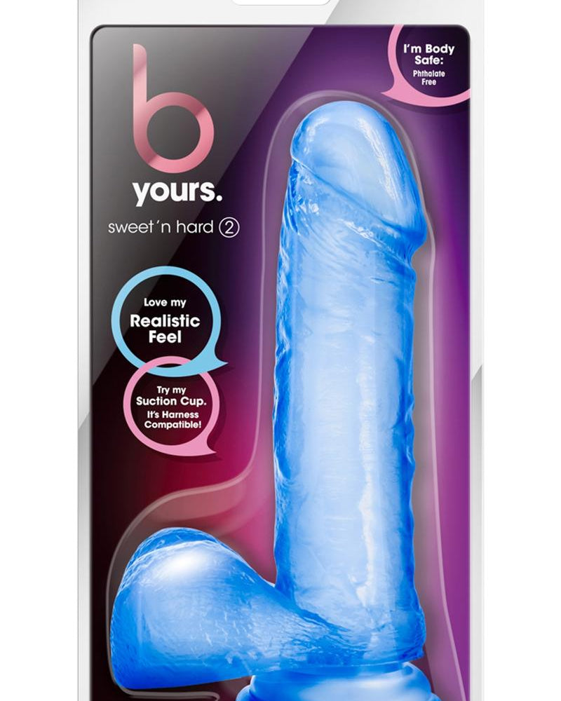 B Yours Sweet N Hard 02 Pene realista con bolas azul de 7,75 pulgadas