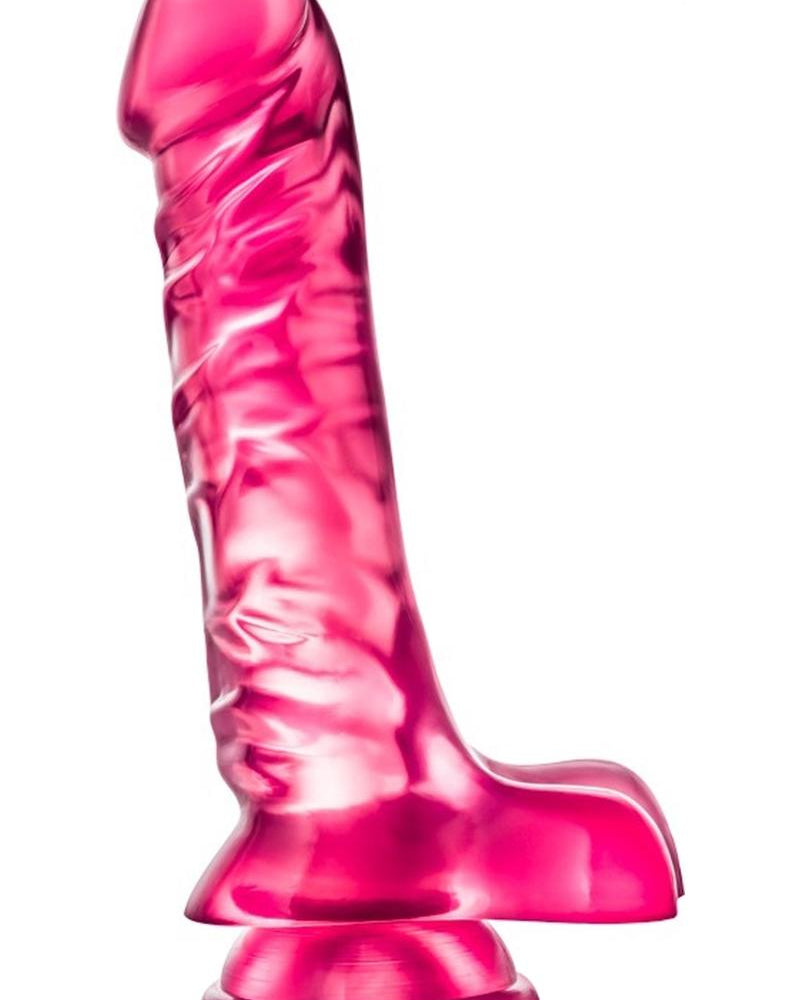 B Yours Basic 08 Consolador de gelatina realista con bolas rosa de 9 pulgadas
