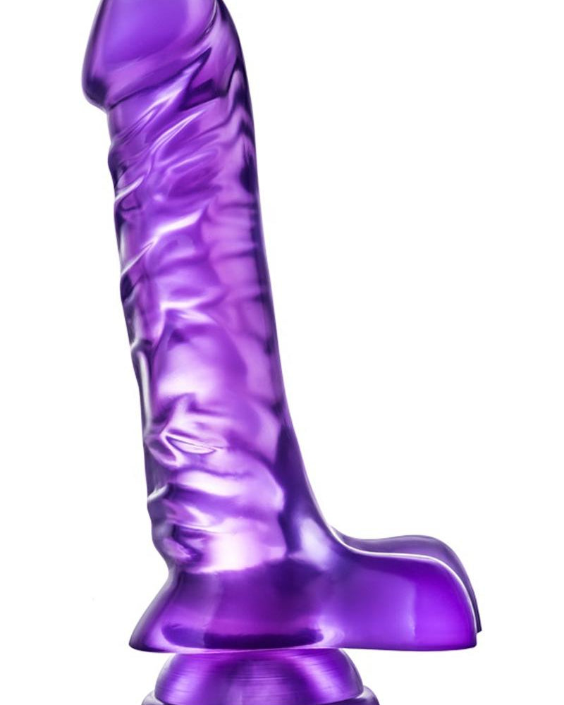 B Yours Basic 08 Consolador de gelatina realista con bolas morado de 9 pulgadas