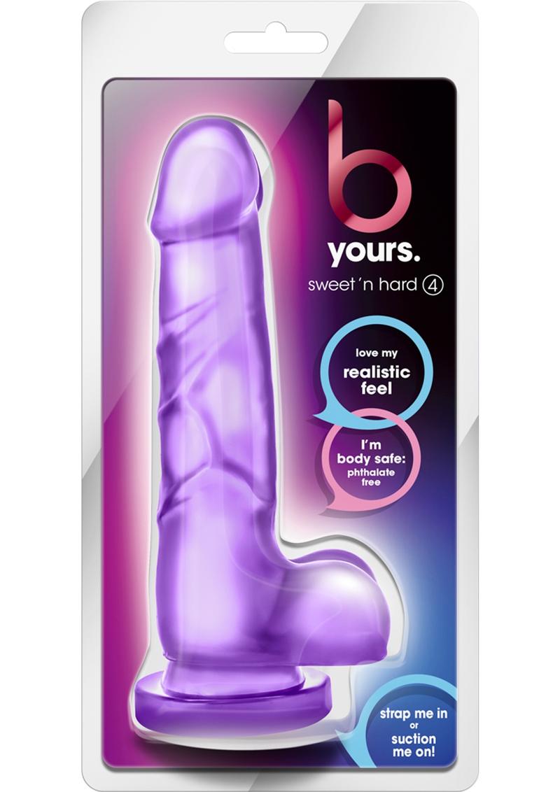 B Yours Sweet N Hard 04 Realistic Dong With Balls Purple 7.7 Inch