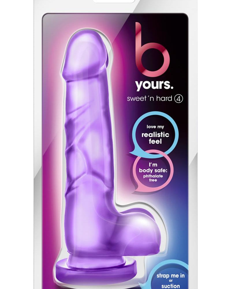 B Yours Sweet N Hard 04 Pene realista con bolas morado de 7,7 pulgadas