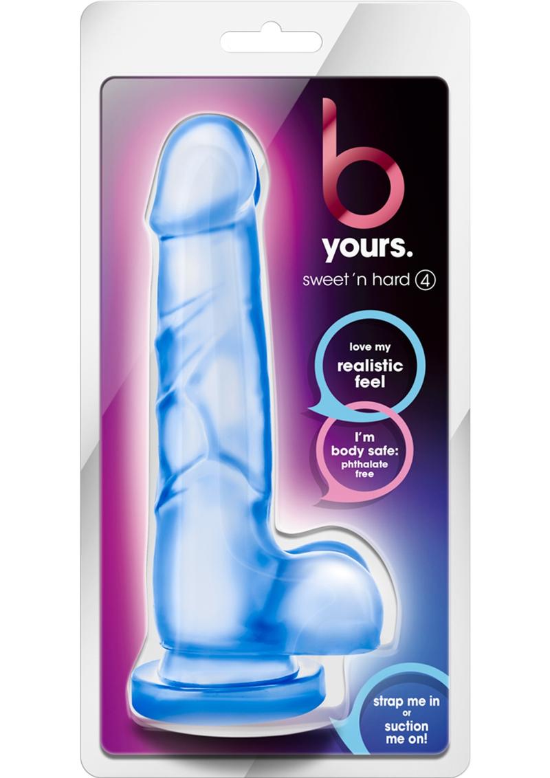 B Yours Sweet N Hard 04 Realistic Dong With Balls Blue 7.7 Inch