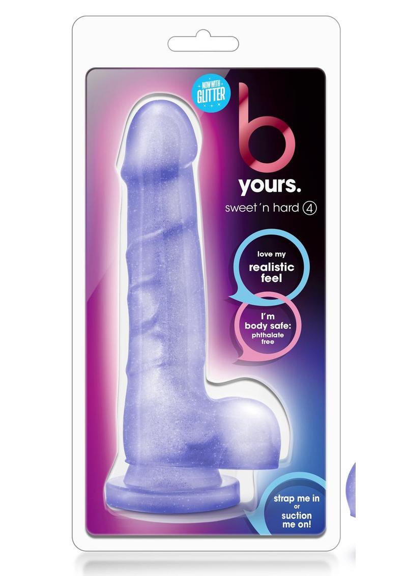 B Yours Sweet N Hard 04 Realistic Dong With Balls Clear 7.7 Inch