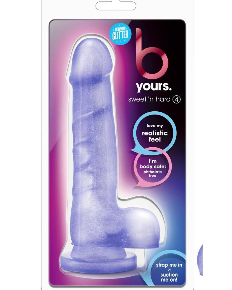 B Yours Sweet N Hard 04 Pene realista con bolas transparente de 7,7 pulgadas