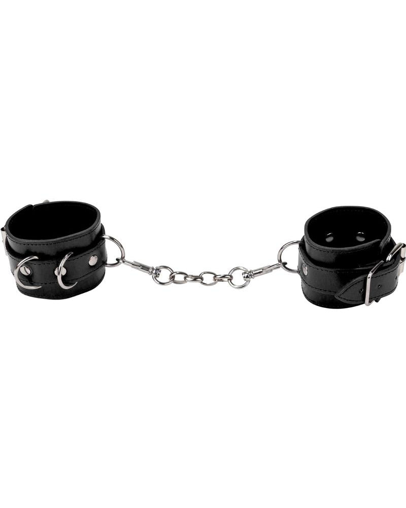 Ouch - Esposas de cuero sintético premium para manos o tobillos, color negro