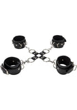 Ouch! Leather Hand And Leg Cuff Black And Silver