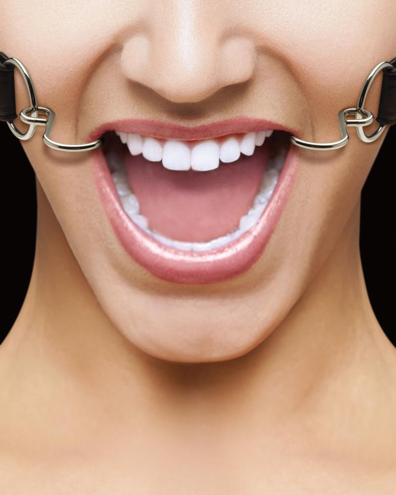 Ouch! Hook Gag With Leather Strap Black And Silver