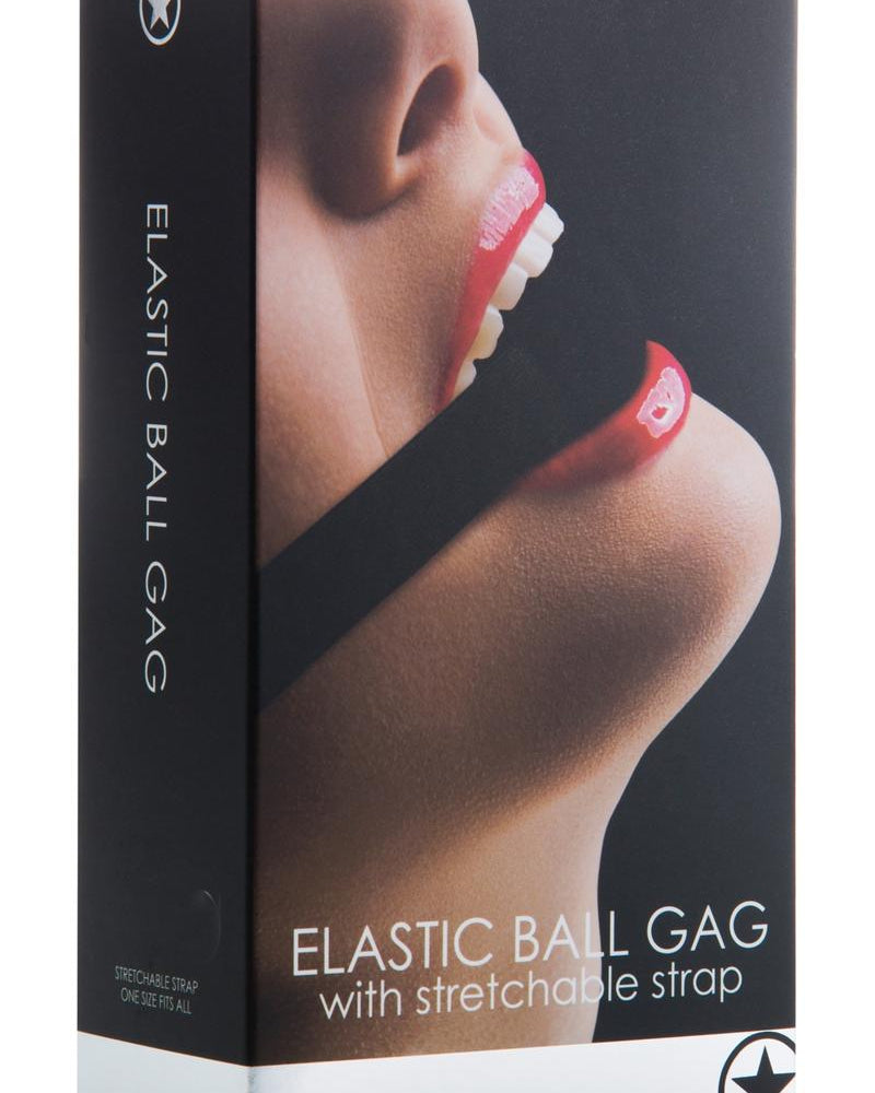 Mordaza elástica con correa extensible negra Ouch