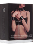 Ouch! Leather Reversible Collar And Leather Wrist Cuffs Black