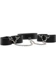 Ouch! Reversible Leather Collar With Leather Wrist And Ankle Cuffs Black